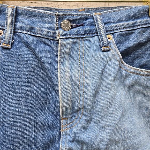 Levi's Anthro Anthropologie Patchwork Patch Blue Denim Jean Mini Skirt 29 - Picture 3 of 12